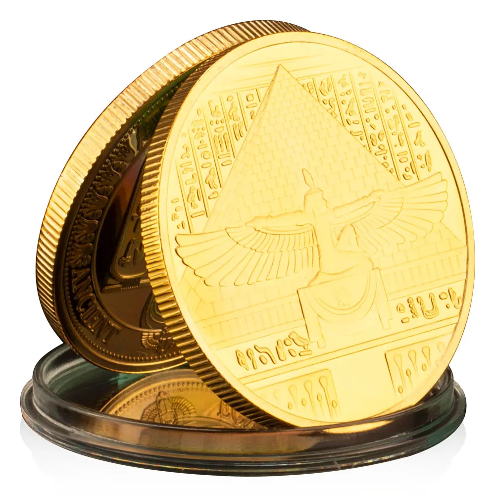 Tutankhamun Pharaoh of Ancient Egypt Commemorative Coin Custom Metal Souvenir with Gold Plating Creative Gift with Logo Print