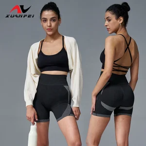 Cross-border Seamless Summer Fitness Shorts High Waist Tight Yoga Leggings Hip Lift Abdomen Sports Running Pants
