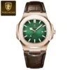 5 Cinturino in pelle Custodia rosa Quadrante verde