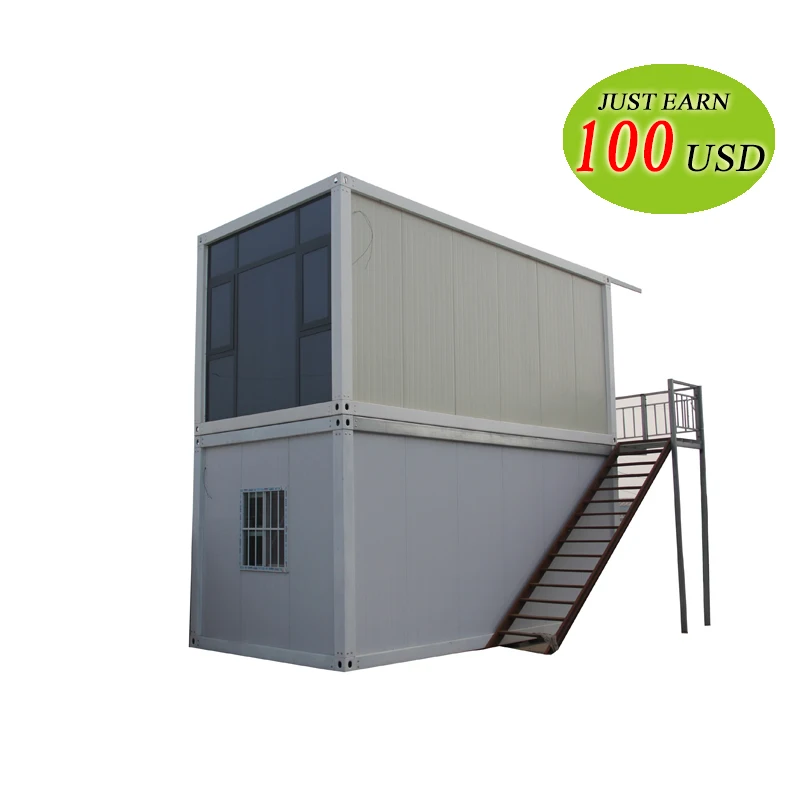 Two Story Glass Container Modular Prefabricated House 1 Bedroom Container House