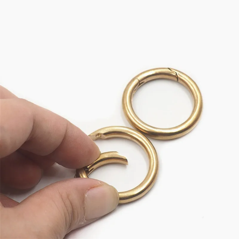 Multi Size Solid Brass Spring Clasps Round Carabiner Keychain Bag Clips Hook Metal O Ring  Connector for Handbag Accessories
