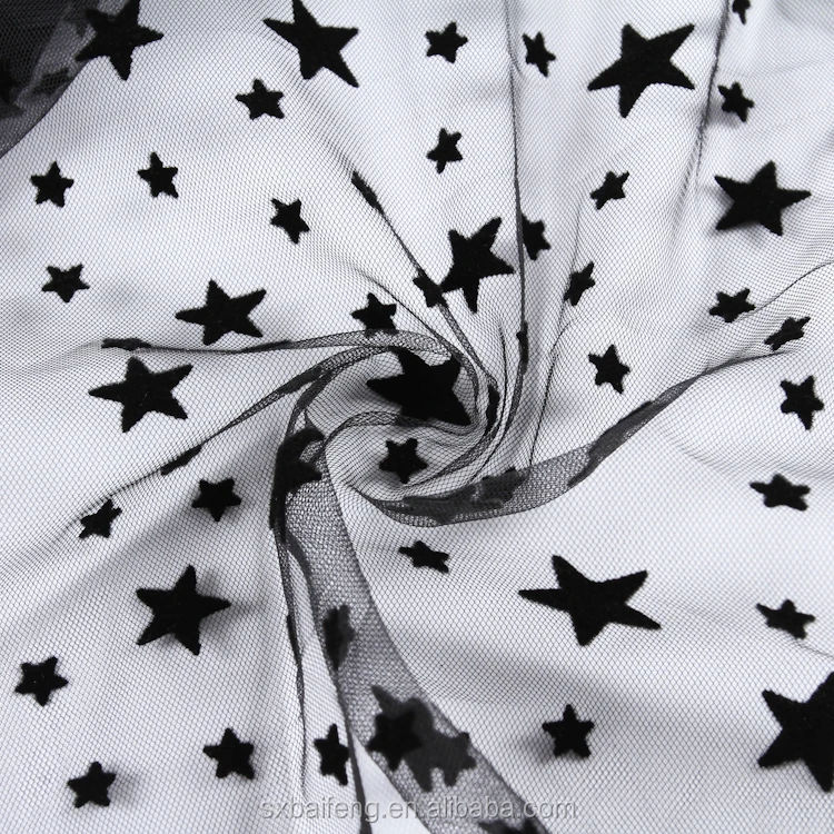 Различные стили Изысканный и очаровательный 100% полиэстер легкая аппликации звезда кружевная ткань
