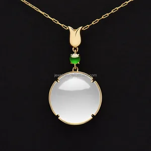 qingyabailu feicui Simple oval 18K gold natural crystal pendant jewelry 5A high-end pendant necklace