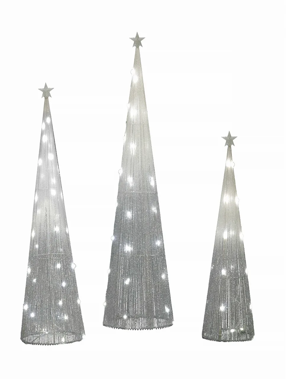Outdoor Waterproof 3PK Glitter Cone Tree Motif Light Customizable Christmas Decoration factory