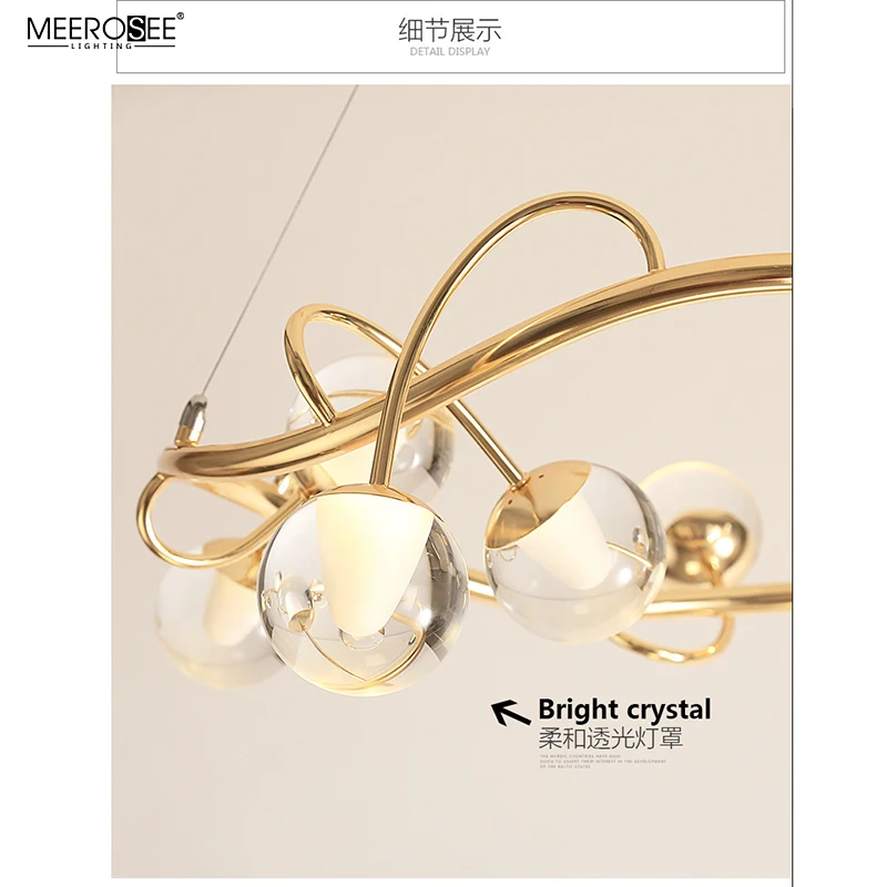 Meerosee Ring Pendant Light Bubble Ball Chandelier Creative Lighting Decorative for Home/Hotel Dining Room Light MD86812