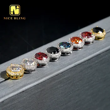 Fine Jewelry 925 Sterling Silver 9MM Earrings Cluster Moissanite Diamond Ear Studs Men Women Hip Hop Earrings