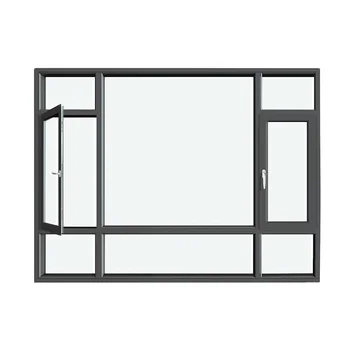 high quality wholesale black thermal break double glazed security bars burglar proof aluminium casement windows