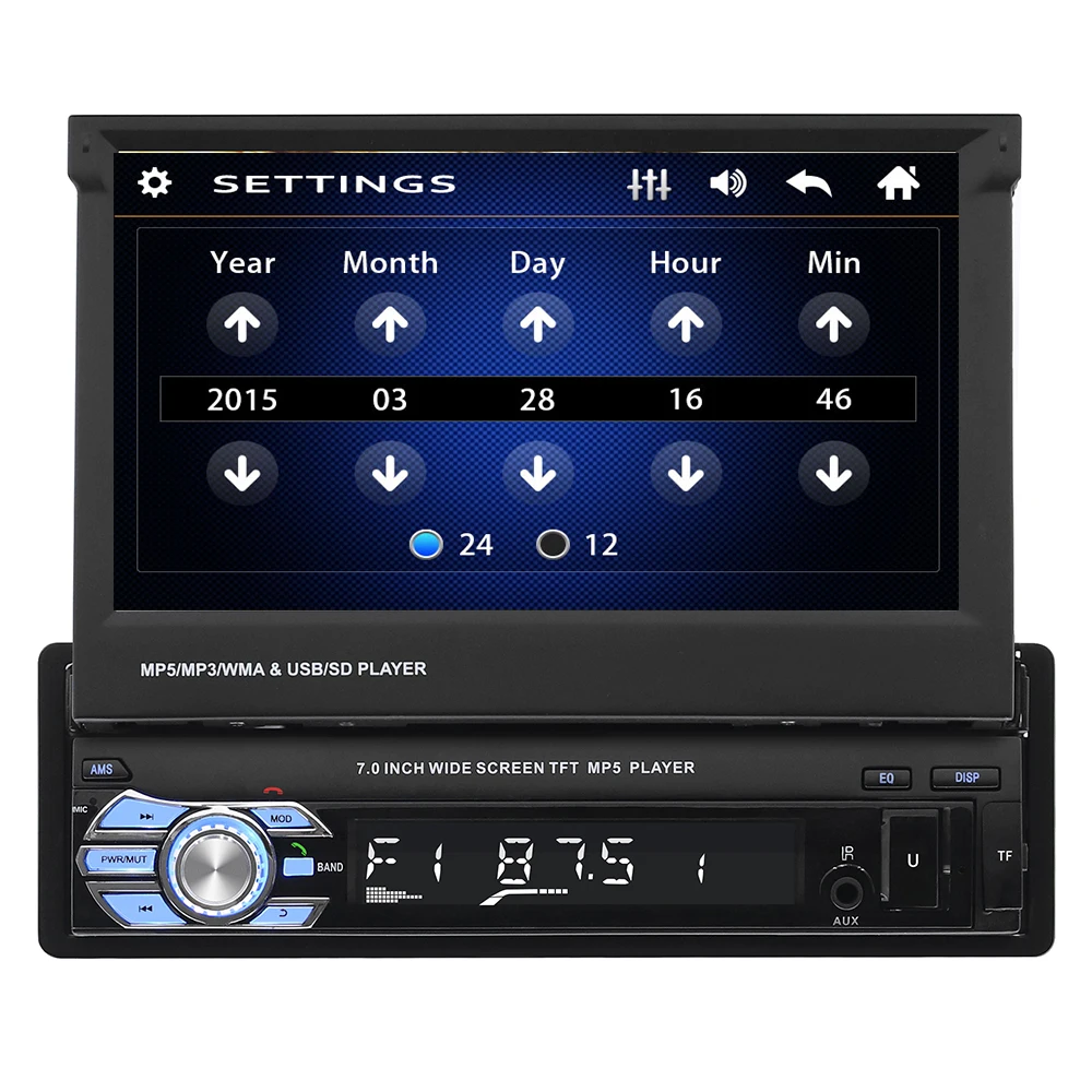 Car Radio Mp5 Player Universal Retractable Screen 1Din 7 Inch Car Radio Mirror Link Android Phone