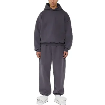 OEM Custom Cotton Fleece Blank Tracksuit Oversized Baggy Casual Joggers Suit Puff Printing Sweatsuits for Men