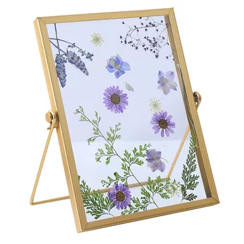 4x4 Double Glass Floating Frame Metal Picture Frame for Pressed Flowers Photos