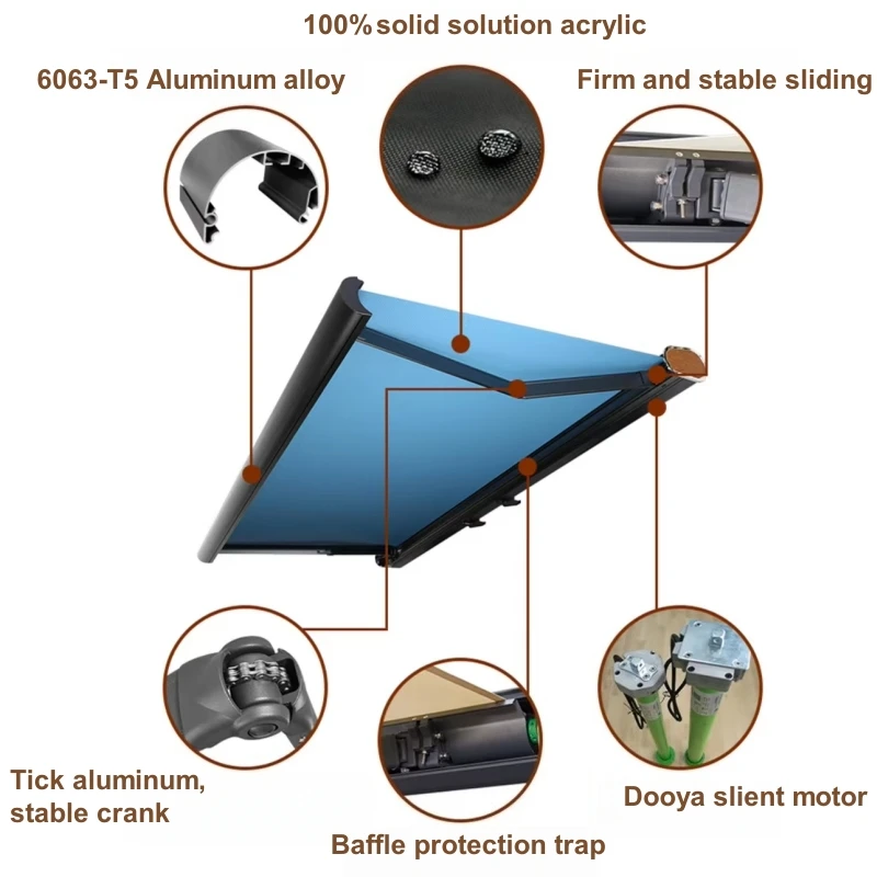 Retractable Awning Outdoor Cassette Foldable Awning Sun Shades Outdoor Automatic Awning