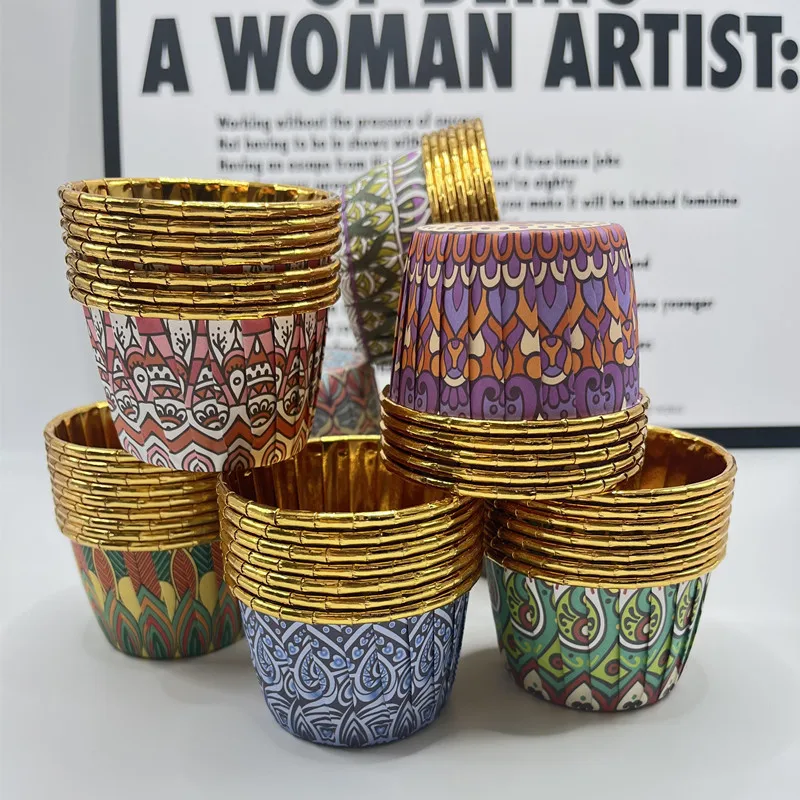 High-Temperature Resistant MIDDLE EASTERN Cake Cups Thickened Oil-Proof Muffinpaper Cups Rolled-Mouth Cupcake Cups Cake Tools