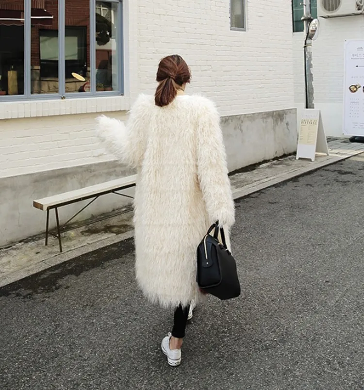 long faux fur cardigan