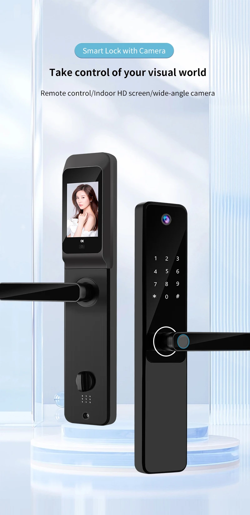 Qleung S802Pro HD Camera Intelligent Fingerprint IC Card Key with WiFi Connectivity Smart Home Tuya Door Lock 0