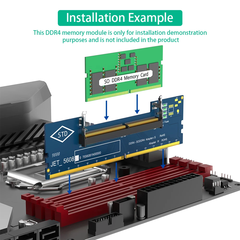 Laptop DDR4 RAM to Desktop Adapter Card Memory Tester so DIMM to Ddr4  Converter