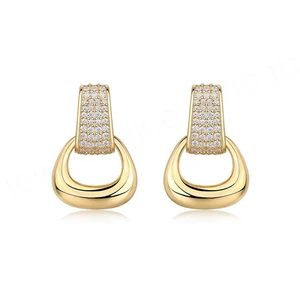 Wholesale ForeverStar SE15051Y01 925 Sterling Silver for Certified Iced Grade D Moissanite Stud Earrings 18K Gold Plated Trendy