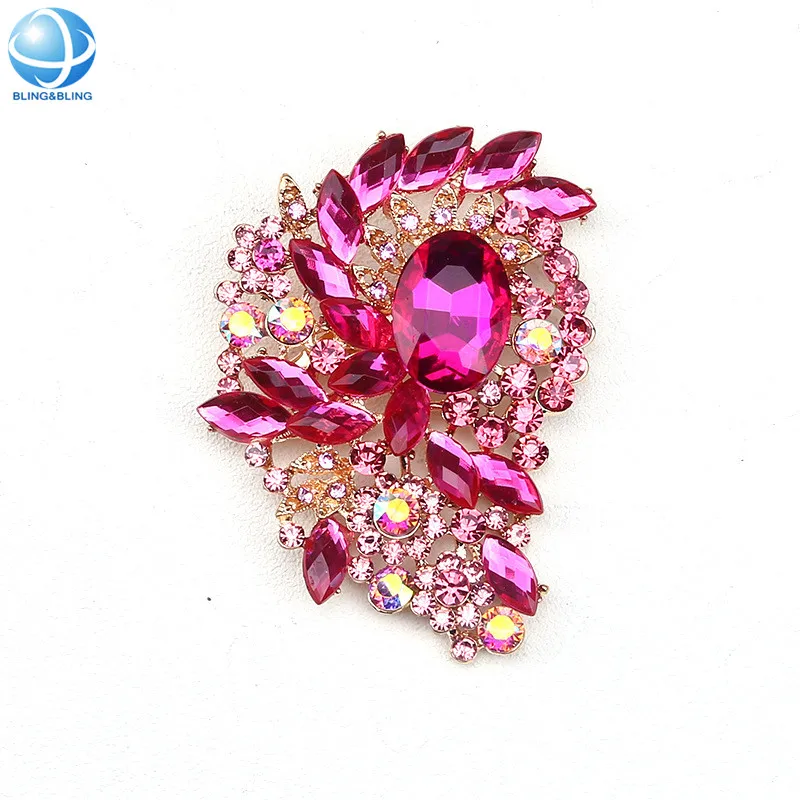 Brooch Women Jewelry Gold Plated Red Crystal Brooches and Pins