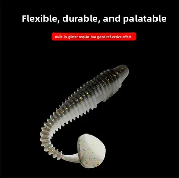 Factory Wholesale Luya Two-color Bulk Threaded T-tail Stainless Steel Soft Bait Soft Worm Maggot Perch Fake Bait – Soft Lure – view 5