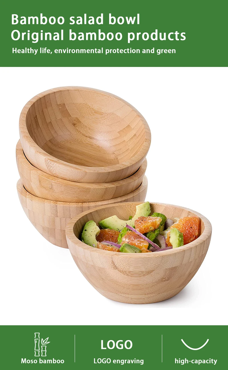 Sale By Bulk Bamboo Salad Wood Serving Bowl For Salads Fruits Food