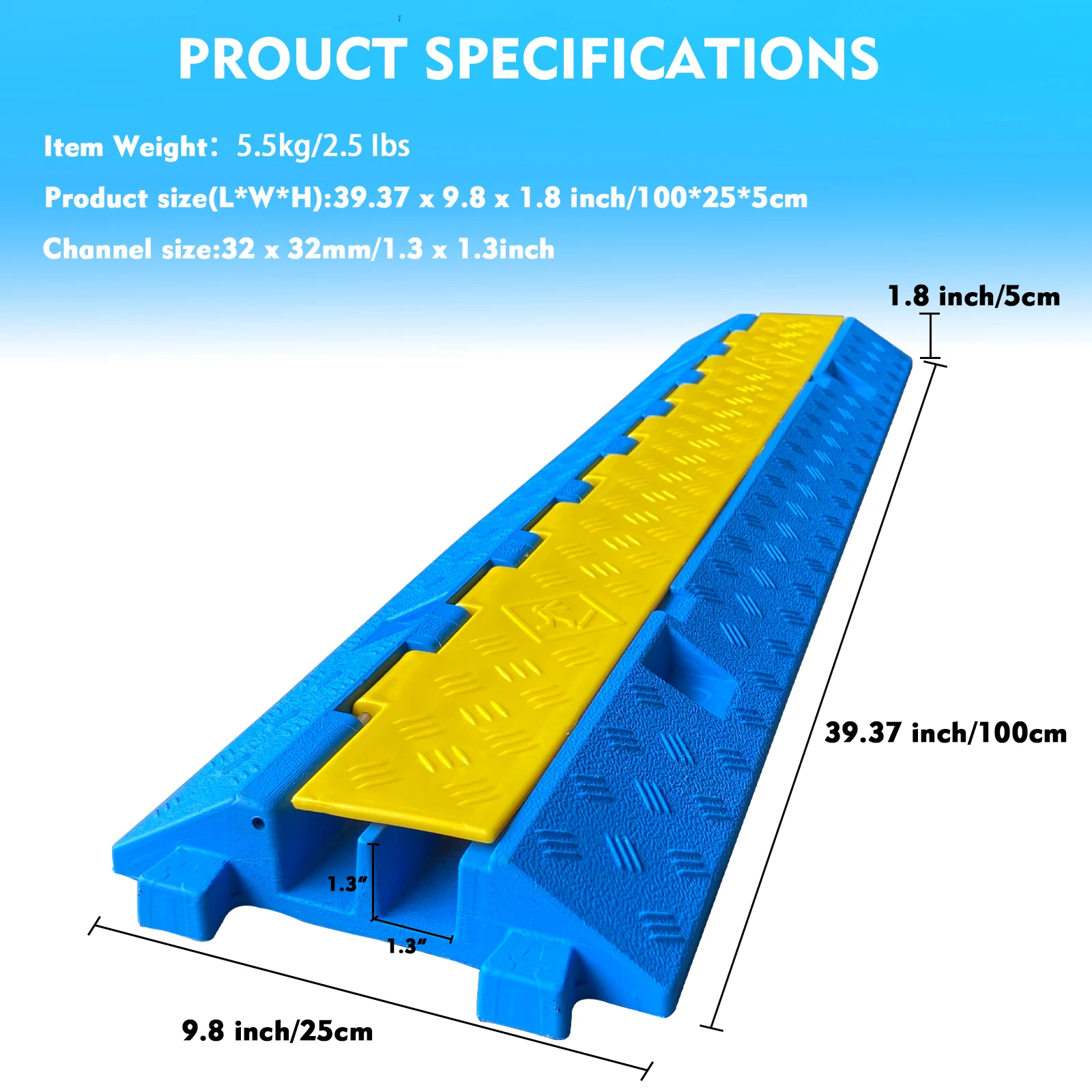 Outdoor 2-Channel Cable Ramp Protector PVC Rubber Cover Plastic Cable Cover Ramp supplier