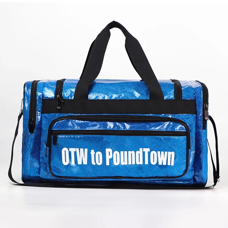 Custom Waterproof Overnight Spend a Night Bag Woman Travelling Wap Loading Glitter Pink Duffle Bags With Printed Logo