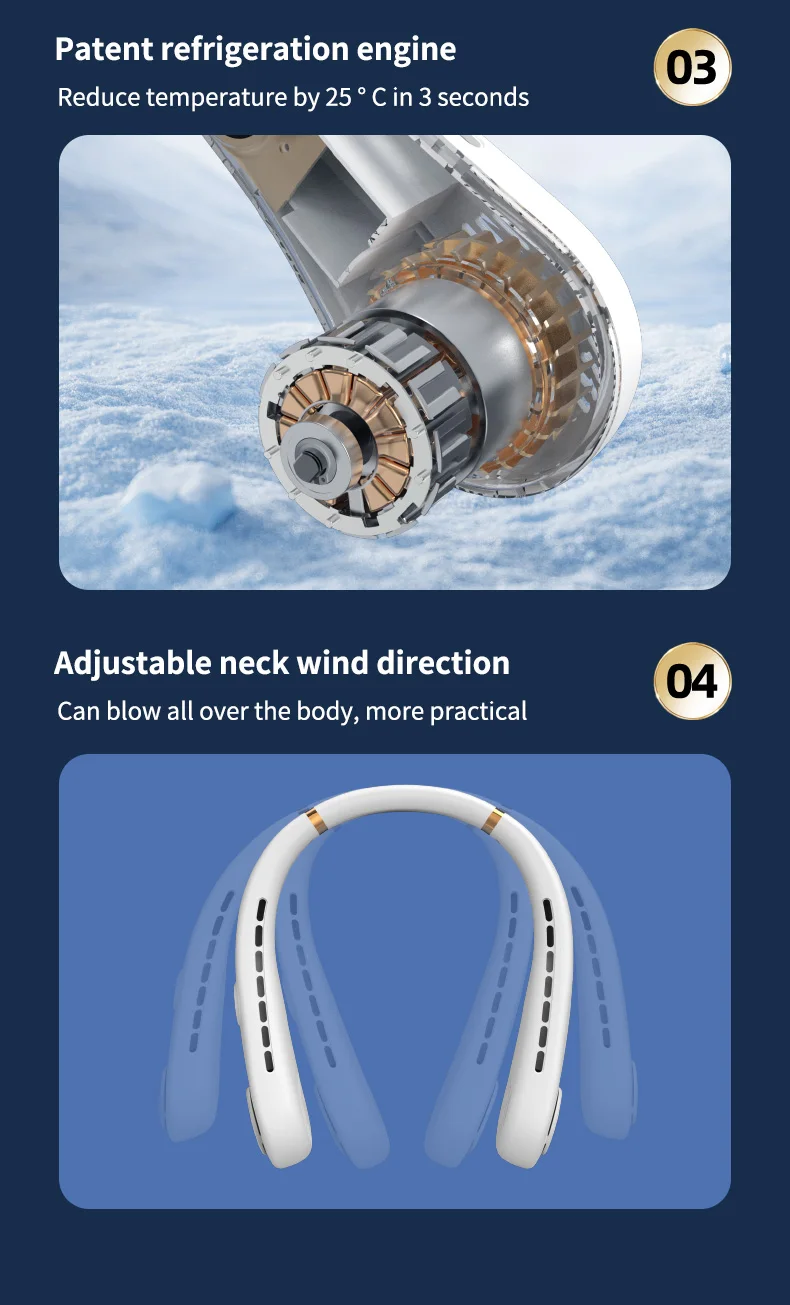 Portable Bladeless Neck Fan Hands Free Rechargeable Cooling Fan_voghion.com