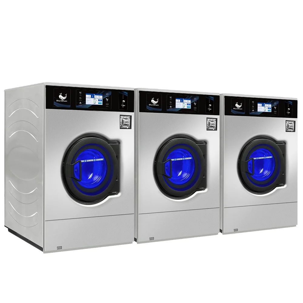 Blue-whale Coin Operated Washing Machine and Dryer Commercial Laundry Equipment Digital Screen