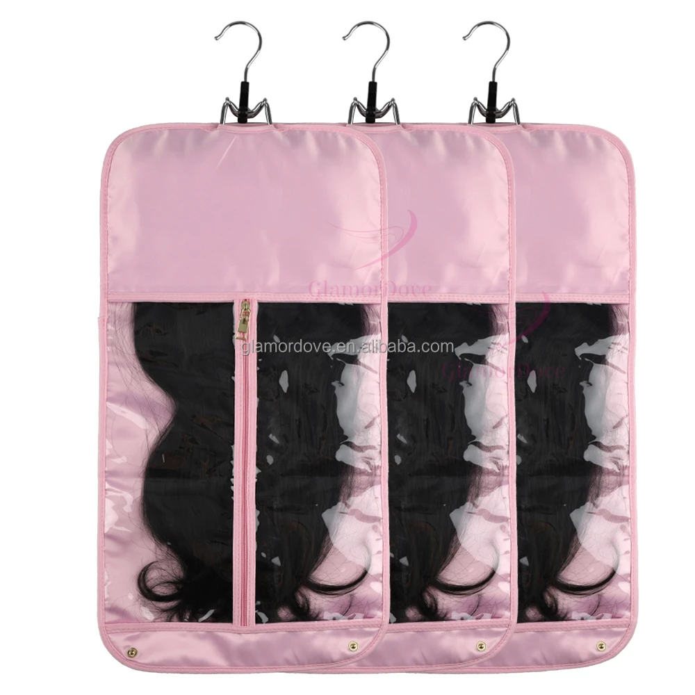 Glamordove Luxury Pu Hair Extension Holder Wig Storage Bag Pouch With