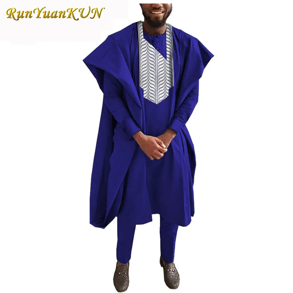 Sud-Africain traditionnel Wear formelle tenue Bazin riche ce Dashiki d'tenue pour hommes 
