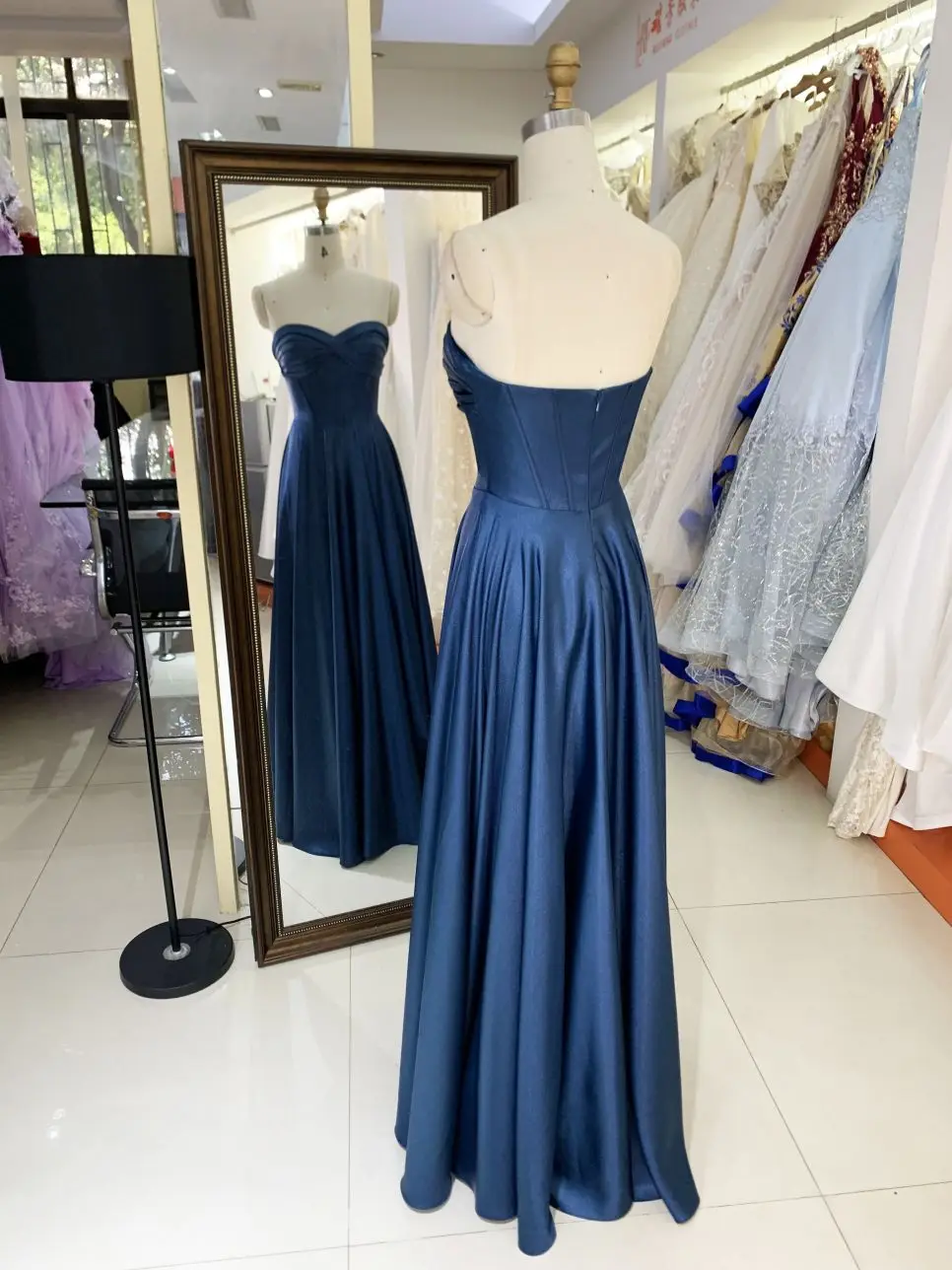 prom dresses 2025 navy blue Navy Blue Beaded Lace Applique Prom Dresses Mermaid V-Neck Evening Dress 24038 Navy Blue / 18W