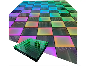 Wholesale portable dance floor soccer plastic wireless magnetic led 3d mirror glass dance floor  wedding dance floor