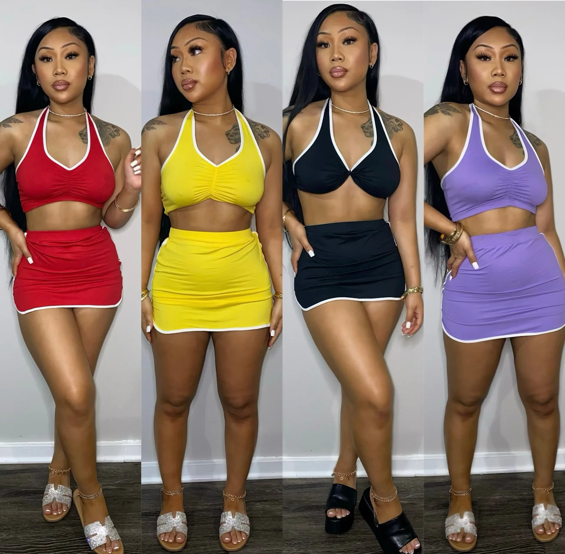 Halter Crop Top And Skirt Women Set Summer Spring Sleeveless Sexy Active  Wear Two Piece Skirts Outfits - Buy Skirt Women Set,Two Piece Skirts  Outfits,Sexy Avtive Wear Product on Alibaba.com