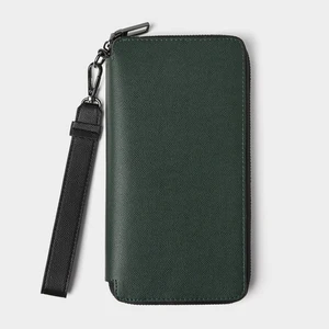 Custom Logo Vegan Leather Men's Long Wristlet Zipper Card Wallet Clutch Money Purse for Men