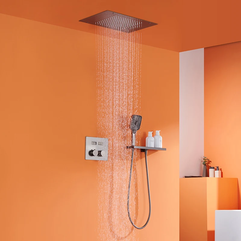 Modern Concealed Rainfall Shower Waterfall Hydrotherapy High Quality Bathroom Ceiling Shower Set