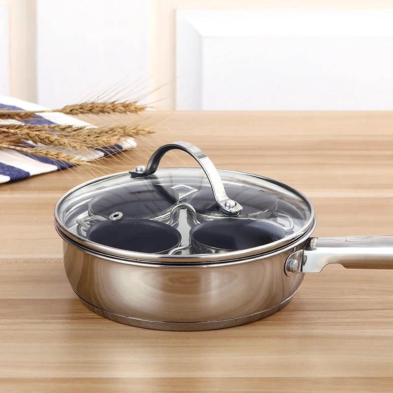 Кухонная плита для яиц из нержавеющей стали с 4 антипригарными