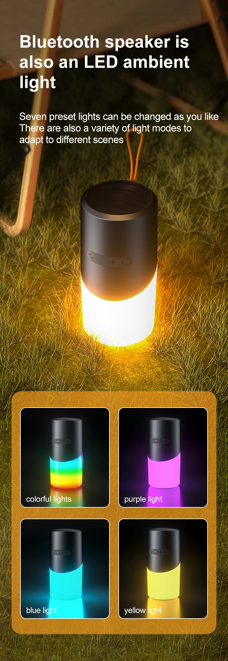 800mAh Portable Wireless RGB Bluetooth Speaker 5W Speaker with Colorful ...