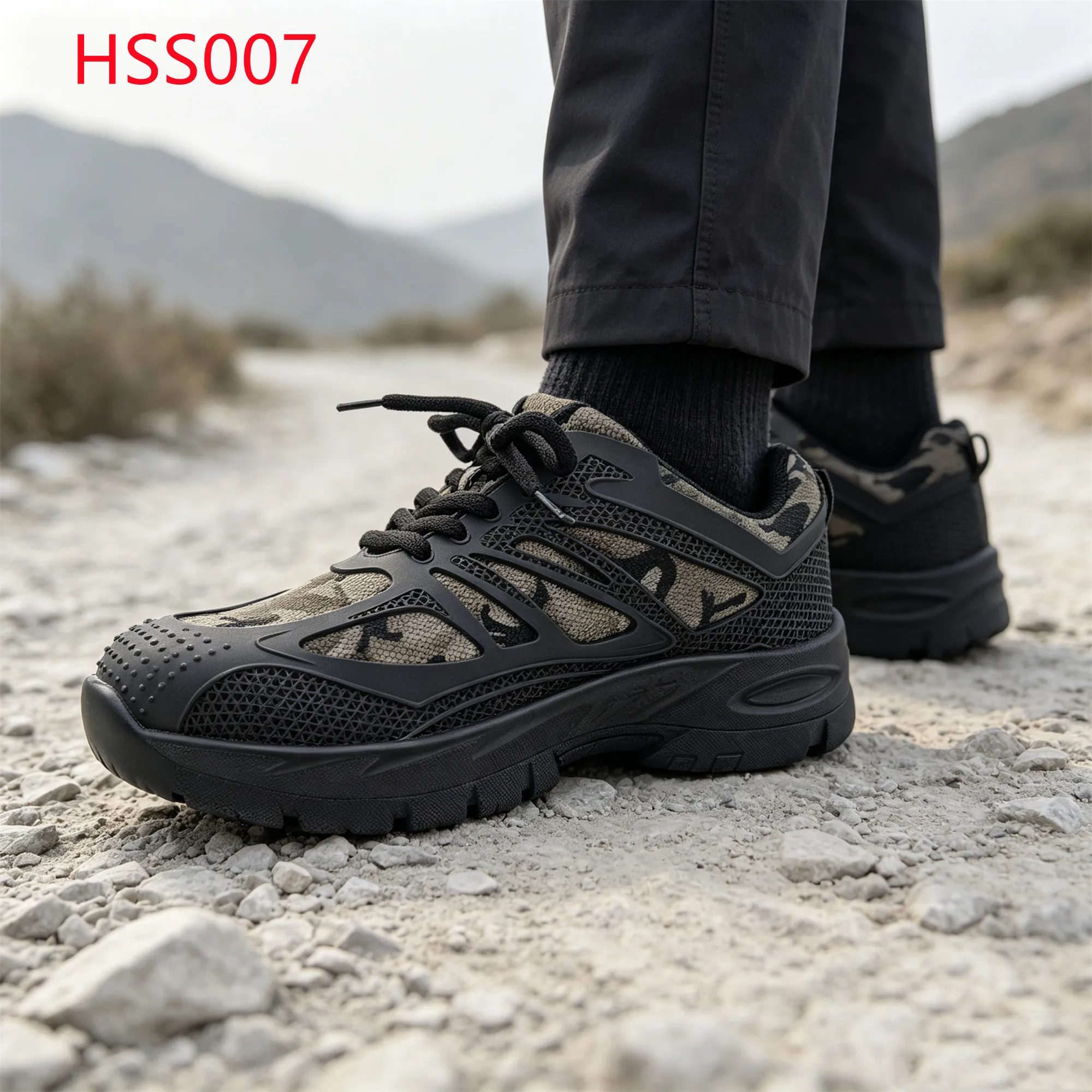 LXG,Mountain Land Camouflage Hua Singh Hiking Boots with Steel Toe Summit Viewing Stay Cool&dry Sport Safety Shoes HSS007