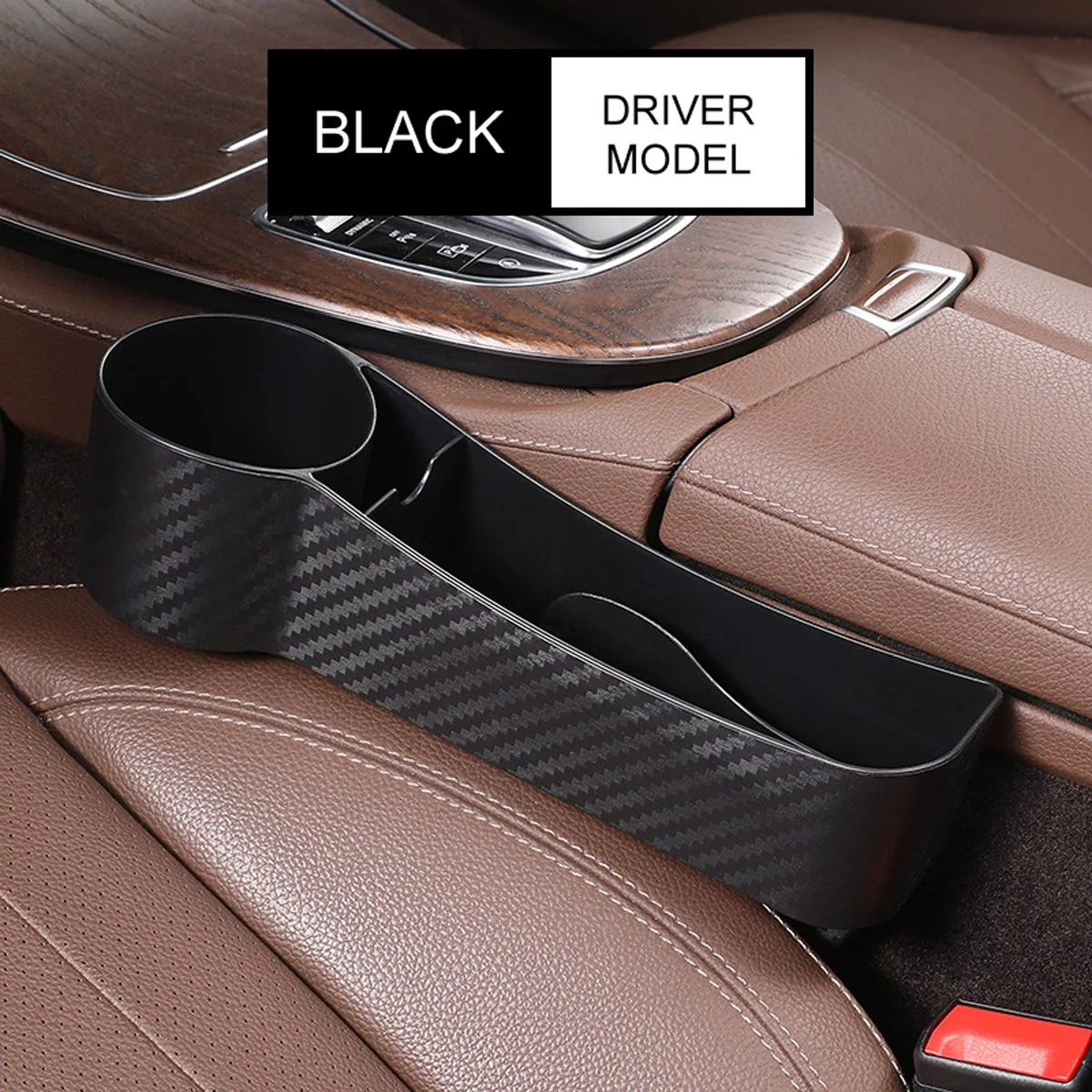 Универсальный органайзер из углеродного волокна для автомобильного сиденья с большим держателем для чашки