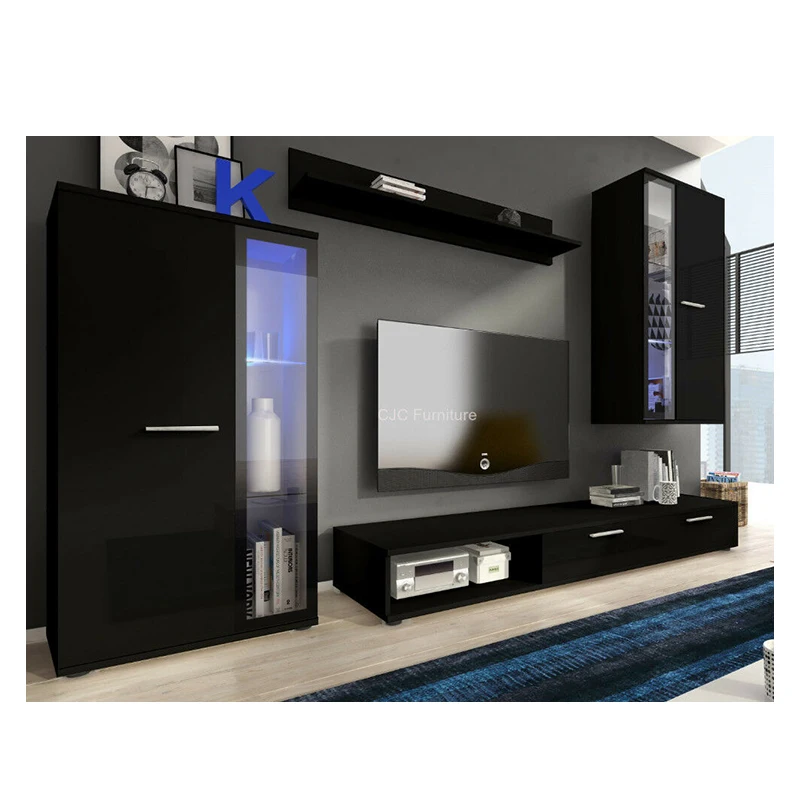 Modern Living Room Set Cupboard Stand Gloss TV Unit Cabinet Furniture Wall Shelf 