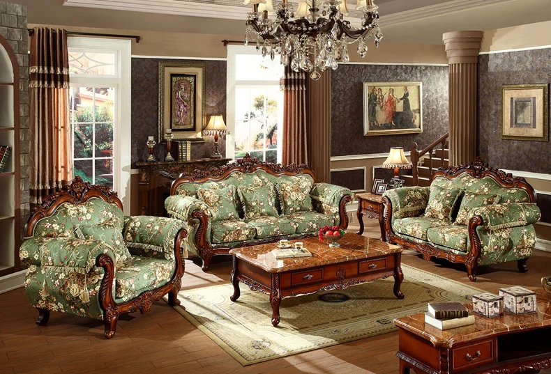 European Classic Luxury Wooden Carved Sofa Set Wooden Carving Living ...