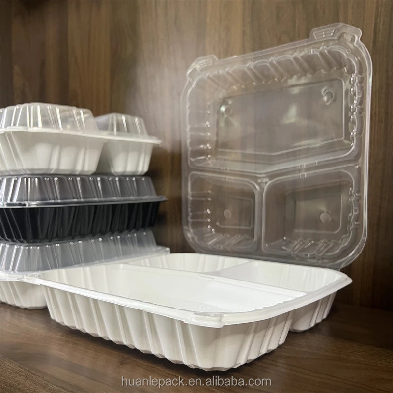 Big Size to Go Containers 10"x10" Clamshell Take Out Food Container With Hinged Lid Disposable Togo Plates Box