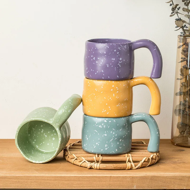 Solhui INS Nordic Style Irregular Splash Ink Ceramic Handmade Coffee Shop Mugs Speckled Coffee Mug