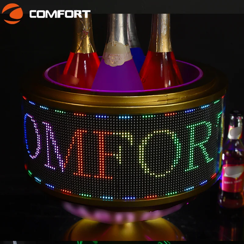 360° Rotating LED Wine Display Stand Customizable Metal Glorifier for Bars & Parties