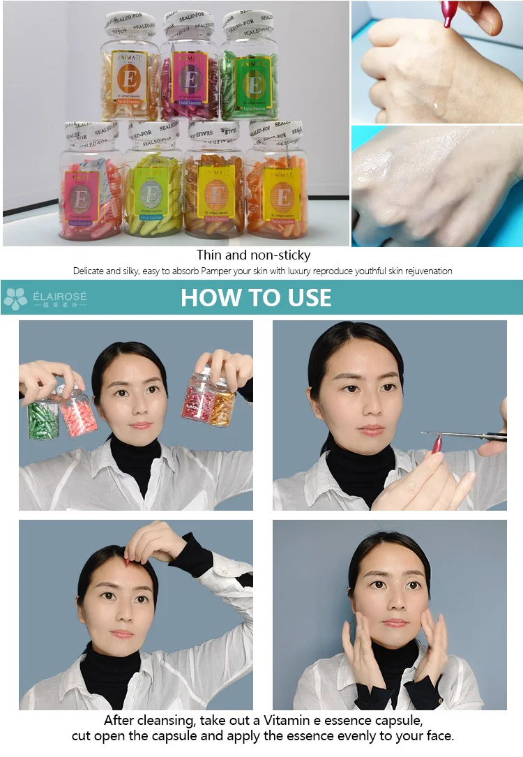 60 Capsules Vitamin E Oil Capsule Collagen Whitening Ve Essence Facial