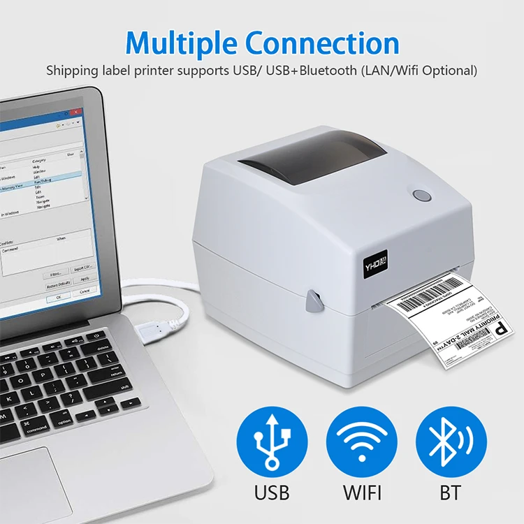 YHD-420B Shipping Label Printer 4x6 Inch Desktop Thermal Label Printer for Express Warehouse