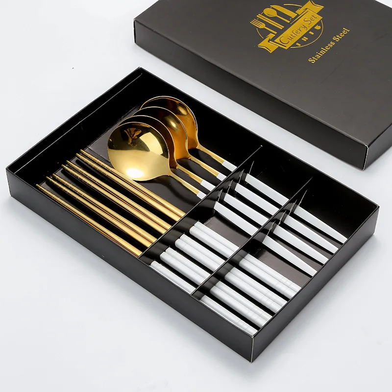Hot Sale 410 Stainless Steel Cutlery Set Portuguese Spoon Chopsticks