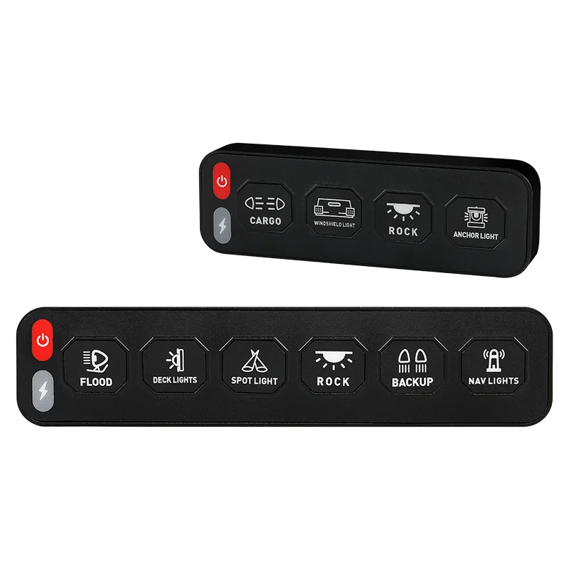 4 Gang 12V 24V Switch Panel Car Auxiliary Circuit Control Relay System for LED Work Light Bar Pods Driving Lamp