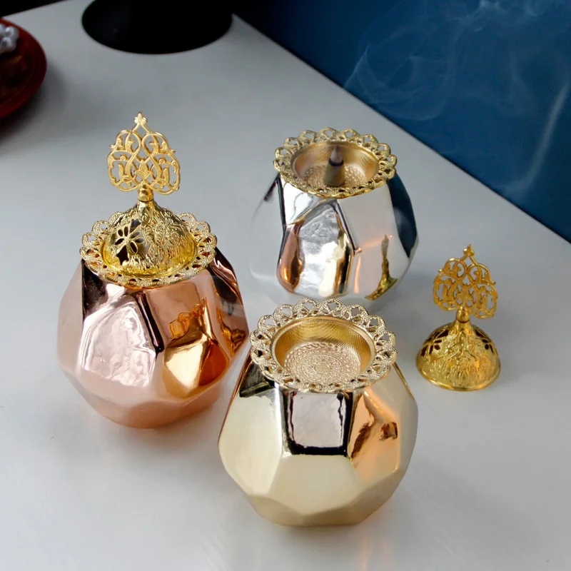 Middle Eastern Arabian Creative Diamond Gold-plated Decorative Ceramic Censer burner