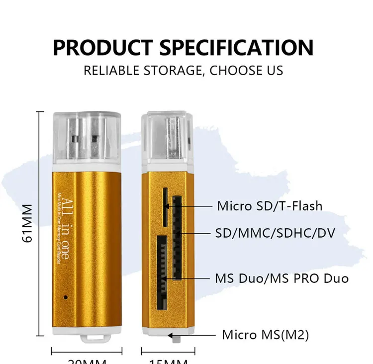 USB2.0 4 in 1 Multi Memory Card Reader All in One Card Reader  for Mini SD/MMC/TF Card/MS Lector de tarjetas