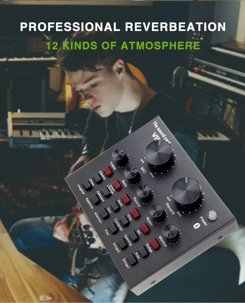Mini Mixer Sound Changer Set Professional Audio V8 Sound Card Set Kit Bm800 Music Card Sound Module for Recording Live Streaming
